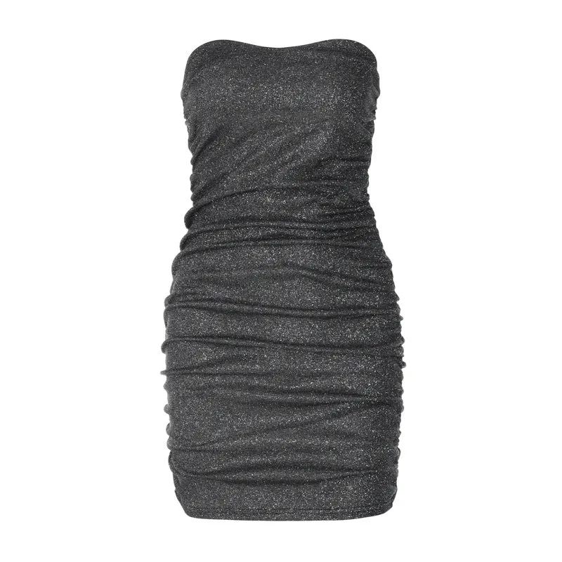 Darianrojas pop culture dress to impress Style Women's Spring New Fashion Sexy V-neck Tube Top Backless Pleated Dress