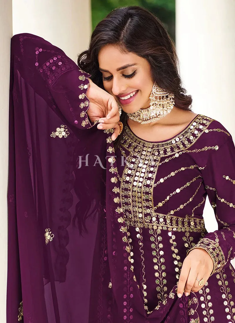 Deep Wine Wedding Anarkali Suit