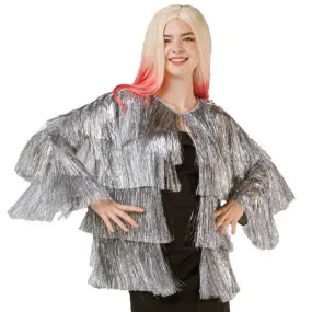 Deluxe Multi Layer Tinsel Fringe Festival Swift Jacket - Silver