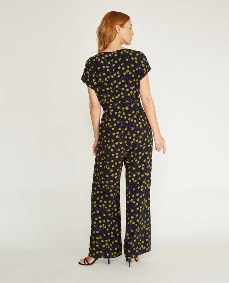 Ditsy Print Pintuck Jumpsuit