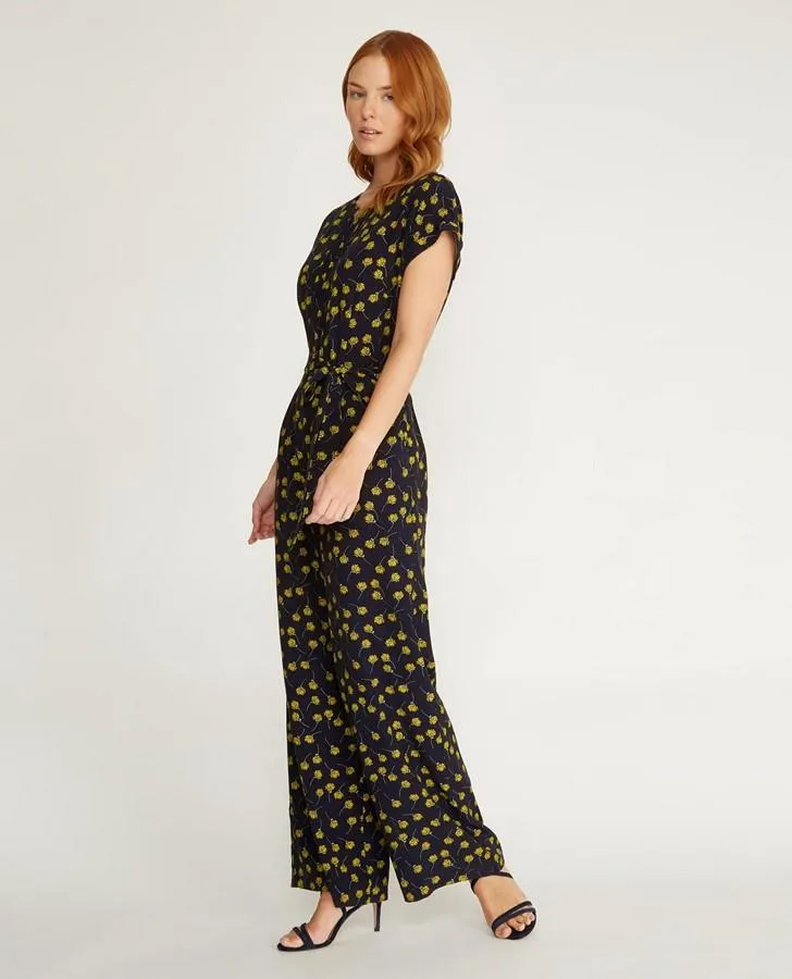 Ditsy Print Pintuck Jumpsuit