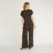 Ditsy Print Pintuck Jumpsuit