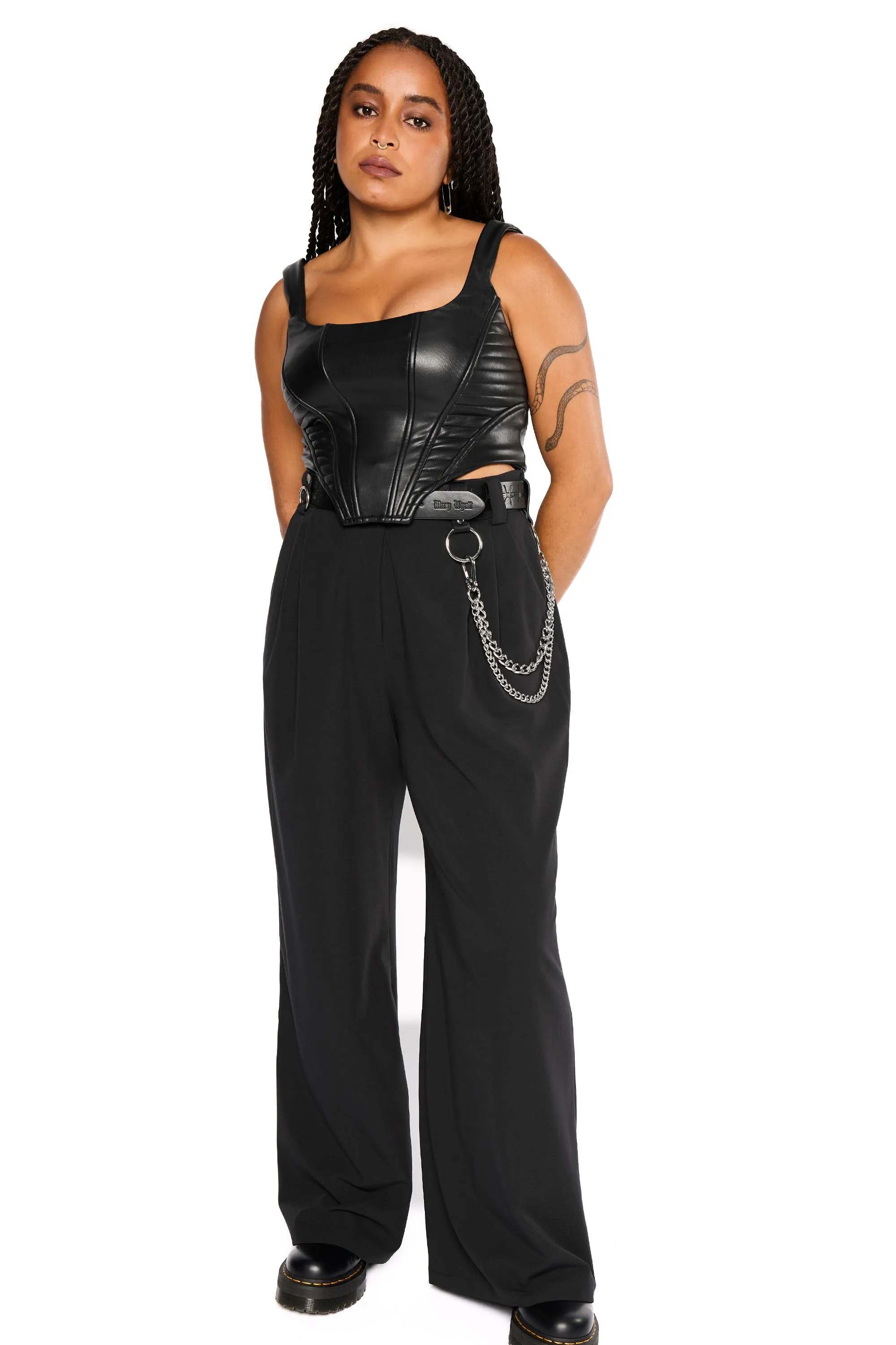 Doro Faux Leather Moto Corset Top