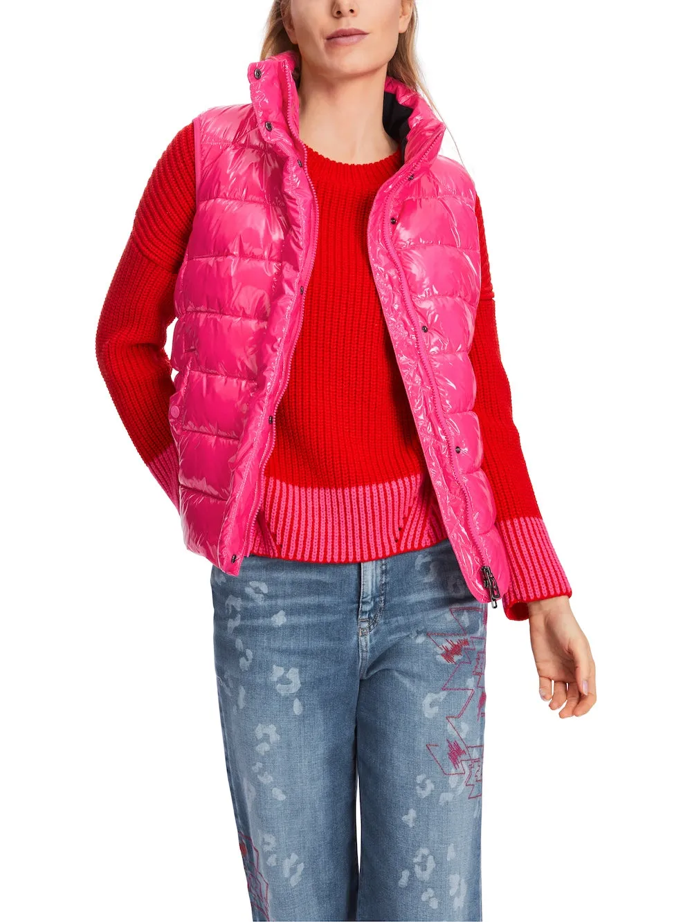 Dragon Fruit Glossy Puffer Gilet