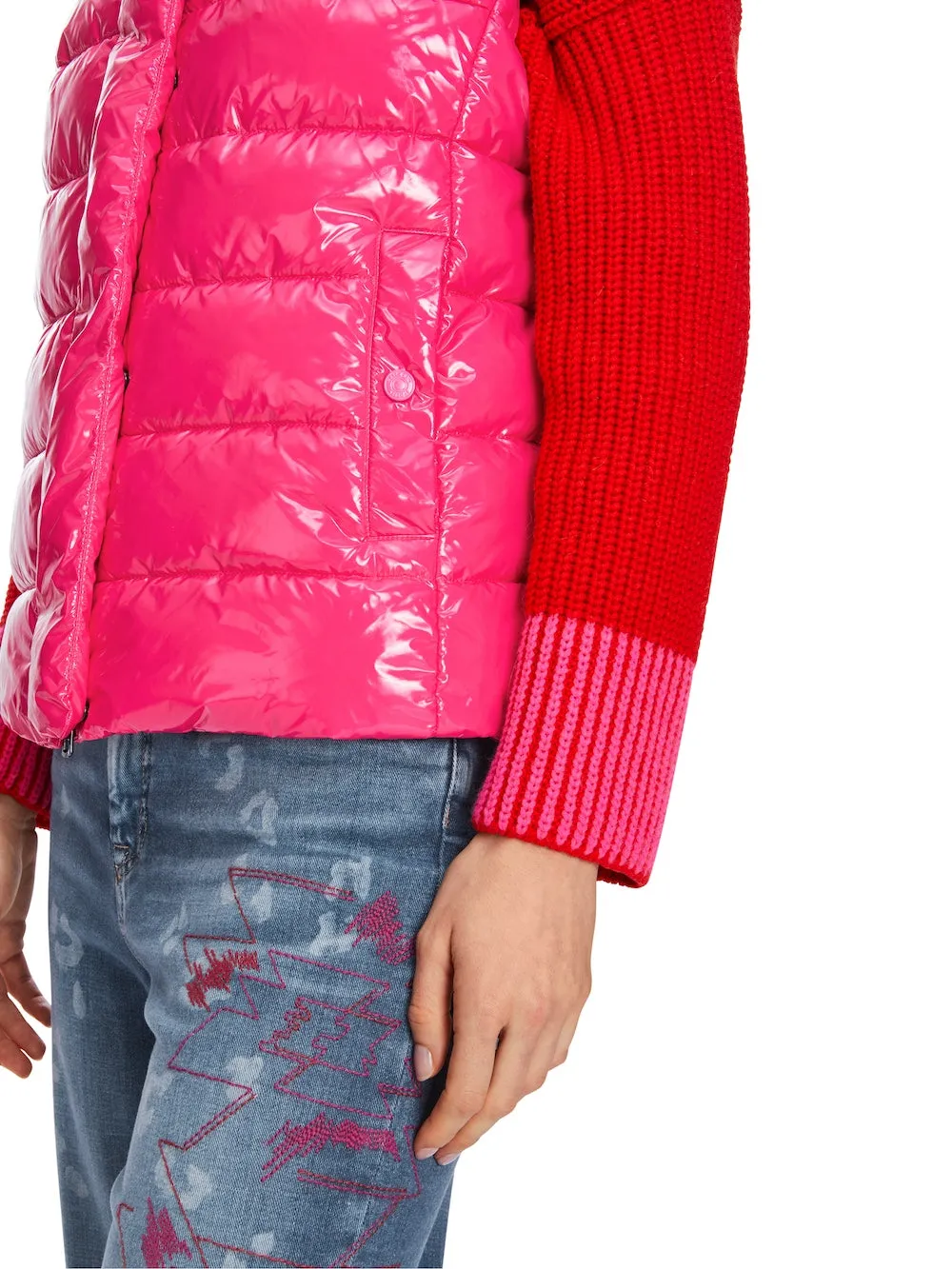 Dragon Fruit Glossy Puffer Gilet