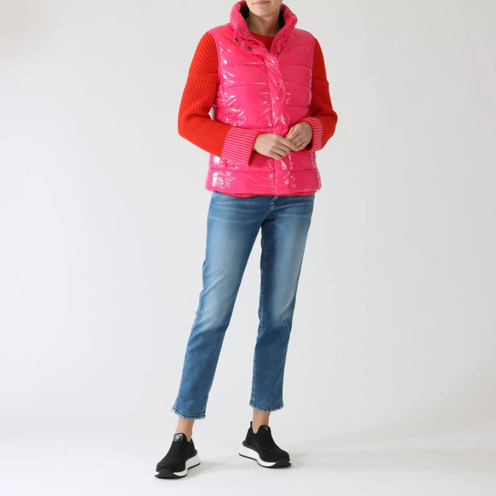 Dragon Fruit Glossy Puffer Gilet