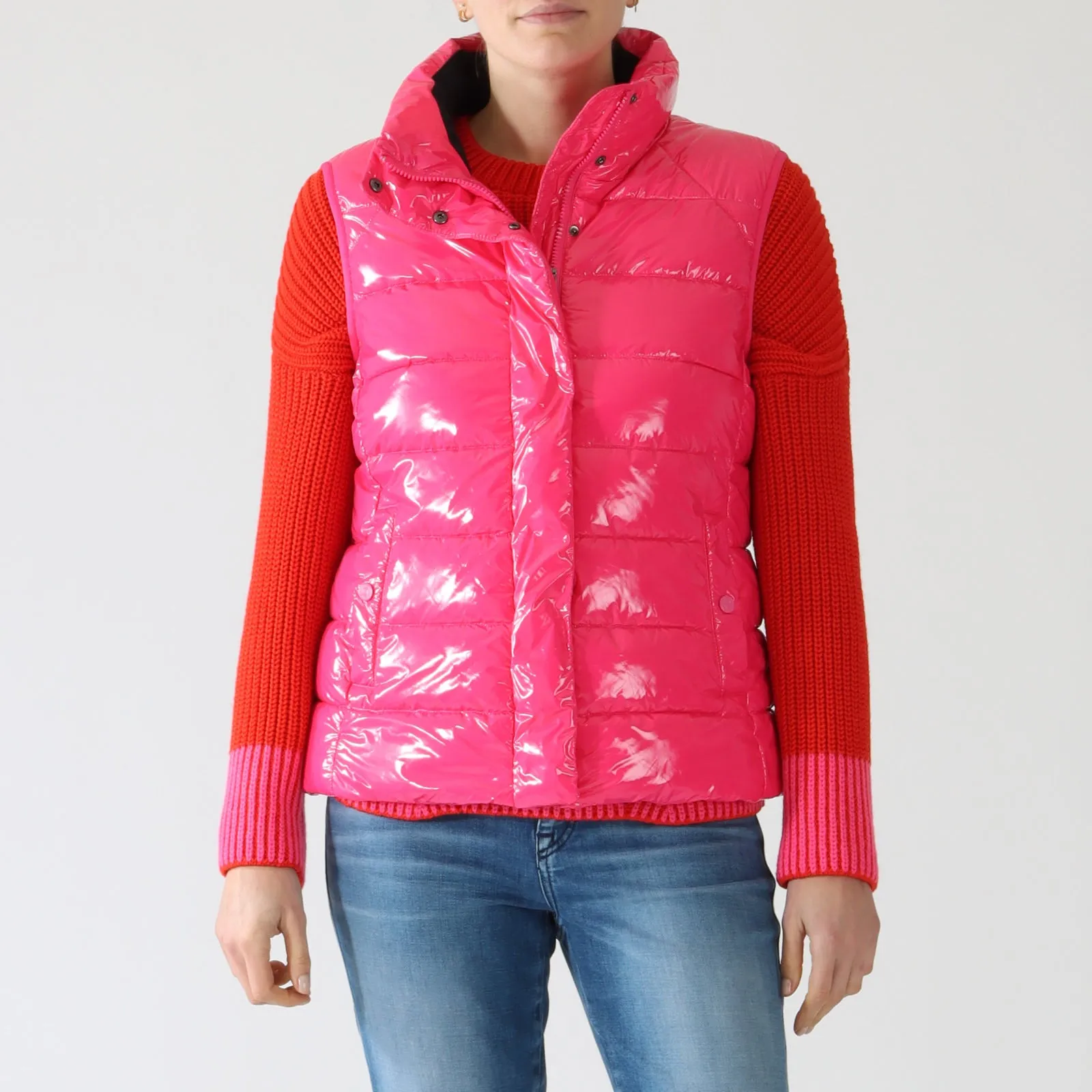 Dragon Fruit Glossy Puffer Gilet