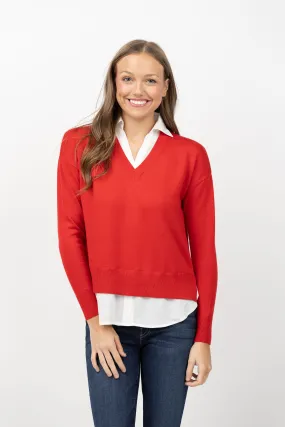 Elliott Lauren Double Layer Sweater in Red