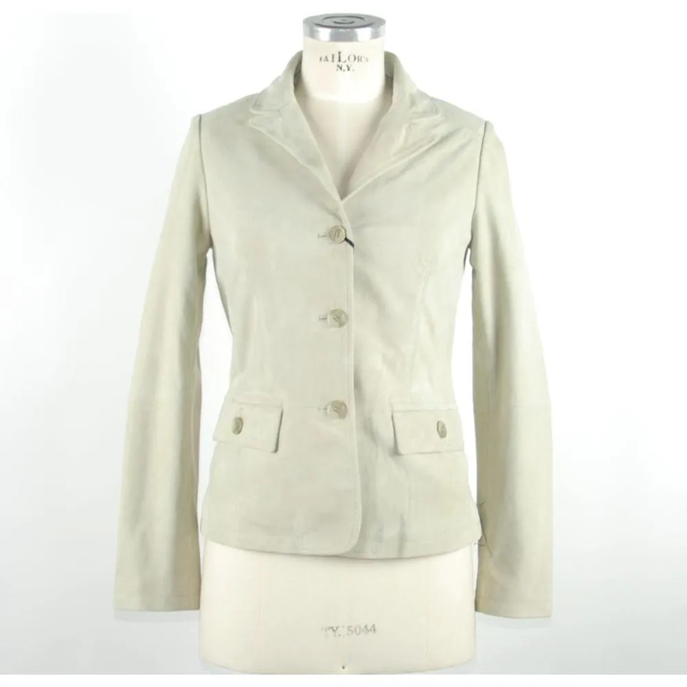 Emilio Romanelli "White Leather Women Jacket"