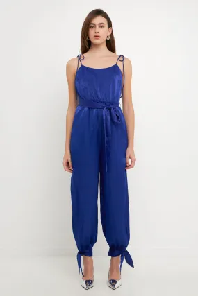 Endless Rose - Side Bow Tie Slit Jumpsuit