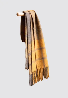 Estancia Alpaca Blend Throw | Grey/Mustard Yellow