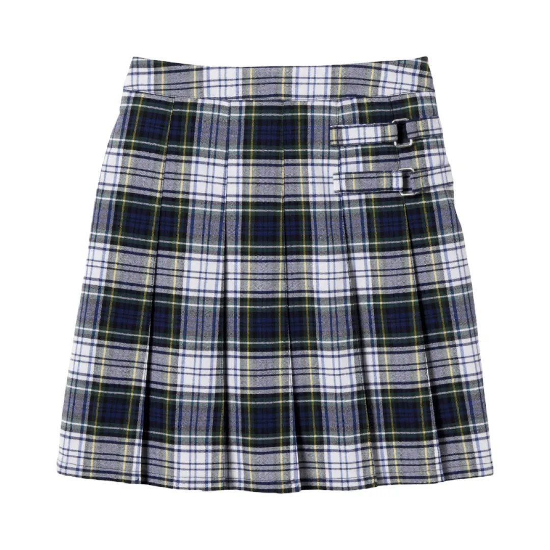 French Toast - Girl's Plaid Pleated 2-Tab Scooter  - Navy / White