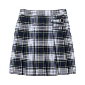 French Toast - Girl's Plus Size Plaid Pleated 2-Tab Scooter  - Navy / White