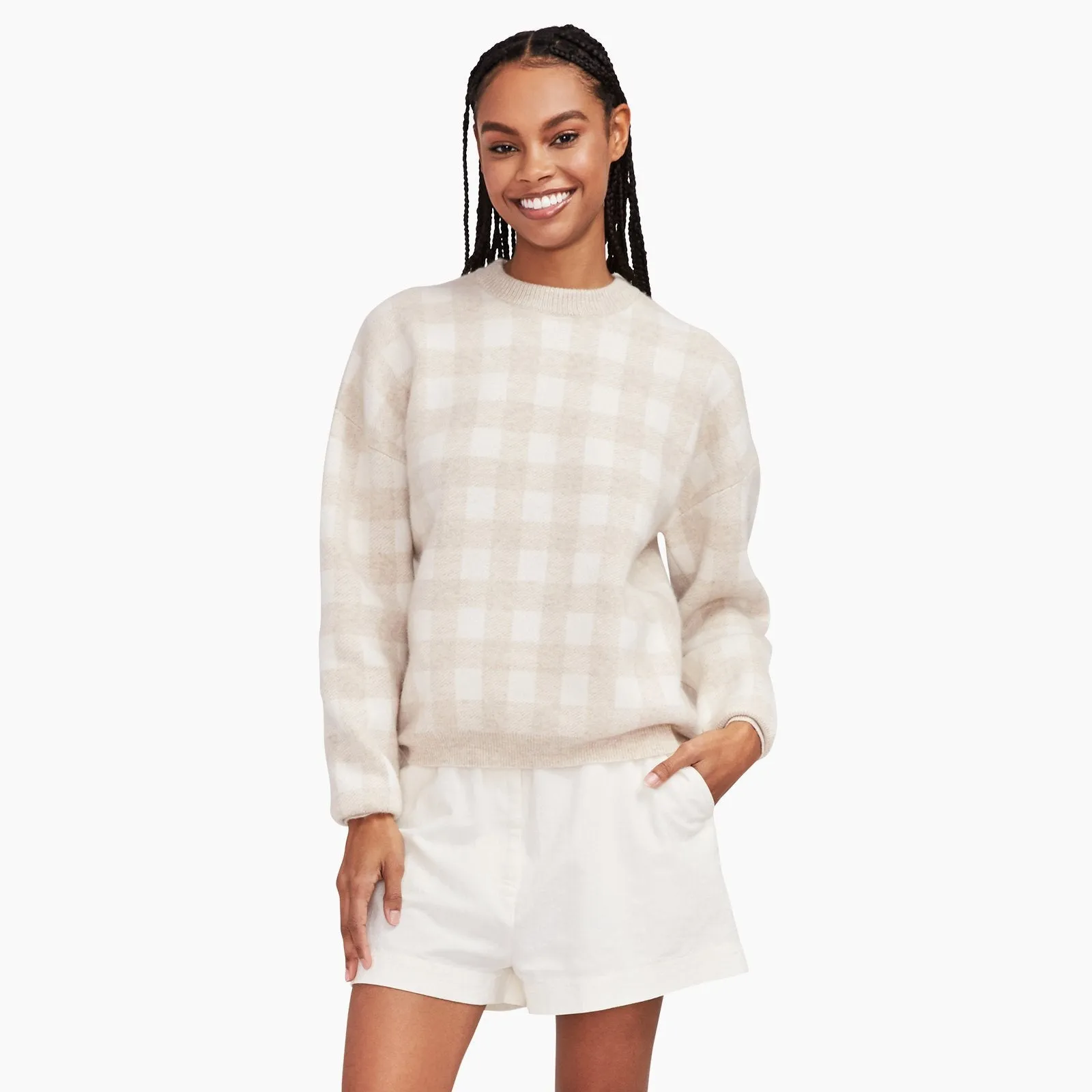 Gingham Cashmere Sweater