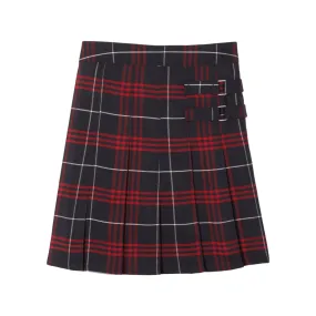 Girl's Plaid Pleated 2-Tab Scooter - Navy / Red