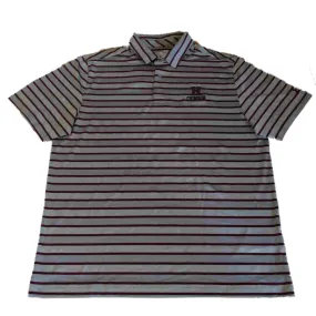 Harvard Crimson Under Armour Heatgear Gray Maroon Stripe SS Golf Polo T-Shirt(L)