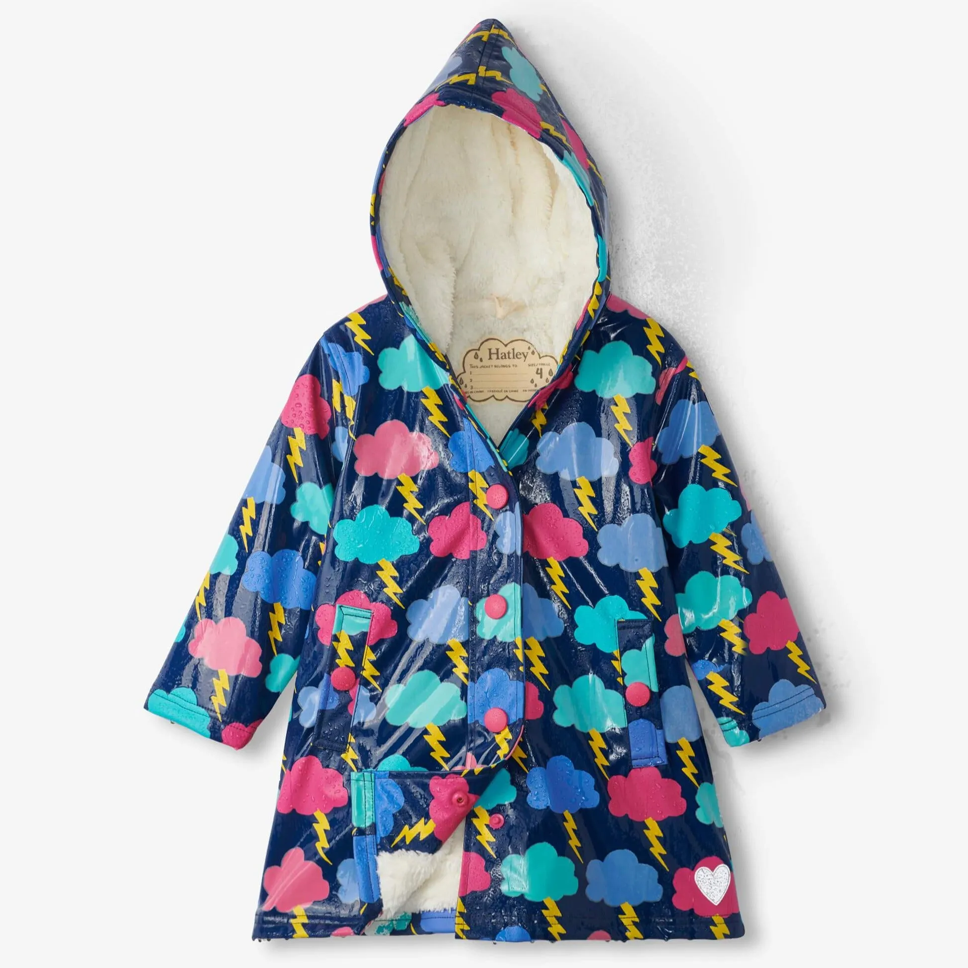 Hatley Lightning Clouds Sherpa Lined Raincoat