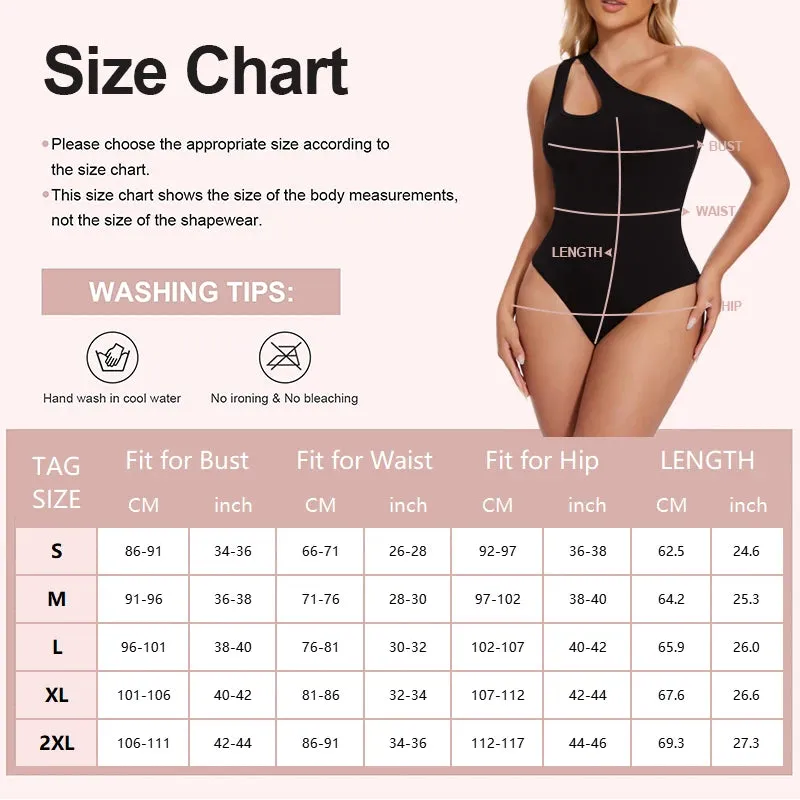 Hollow Out Bodysuit Women One Shoulder Tank Top Black White Tummy Control Shapewear Ribbed Thong Jumpsuit Sexy Slim Fit Clubwear