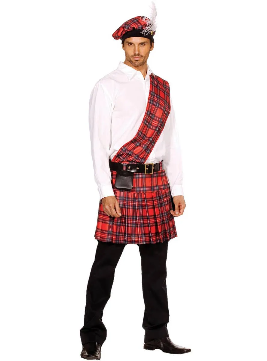 Hot Scottie Mens Plus Size Red Kilt Dress Up Costume