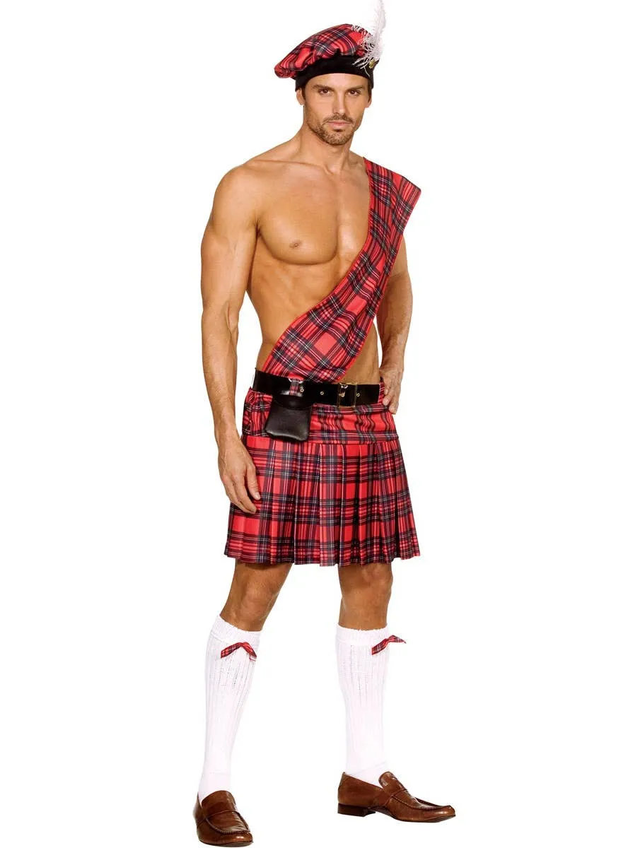 Hot Scottie Mens Plus Size Red Kilt Dress Up Costume