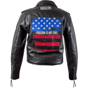 Hustler Ladies HSL-800 'Freedom Is Not Free" Vintage Leather Motorcycle Jacket