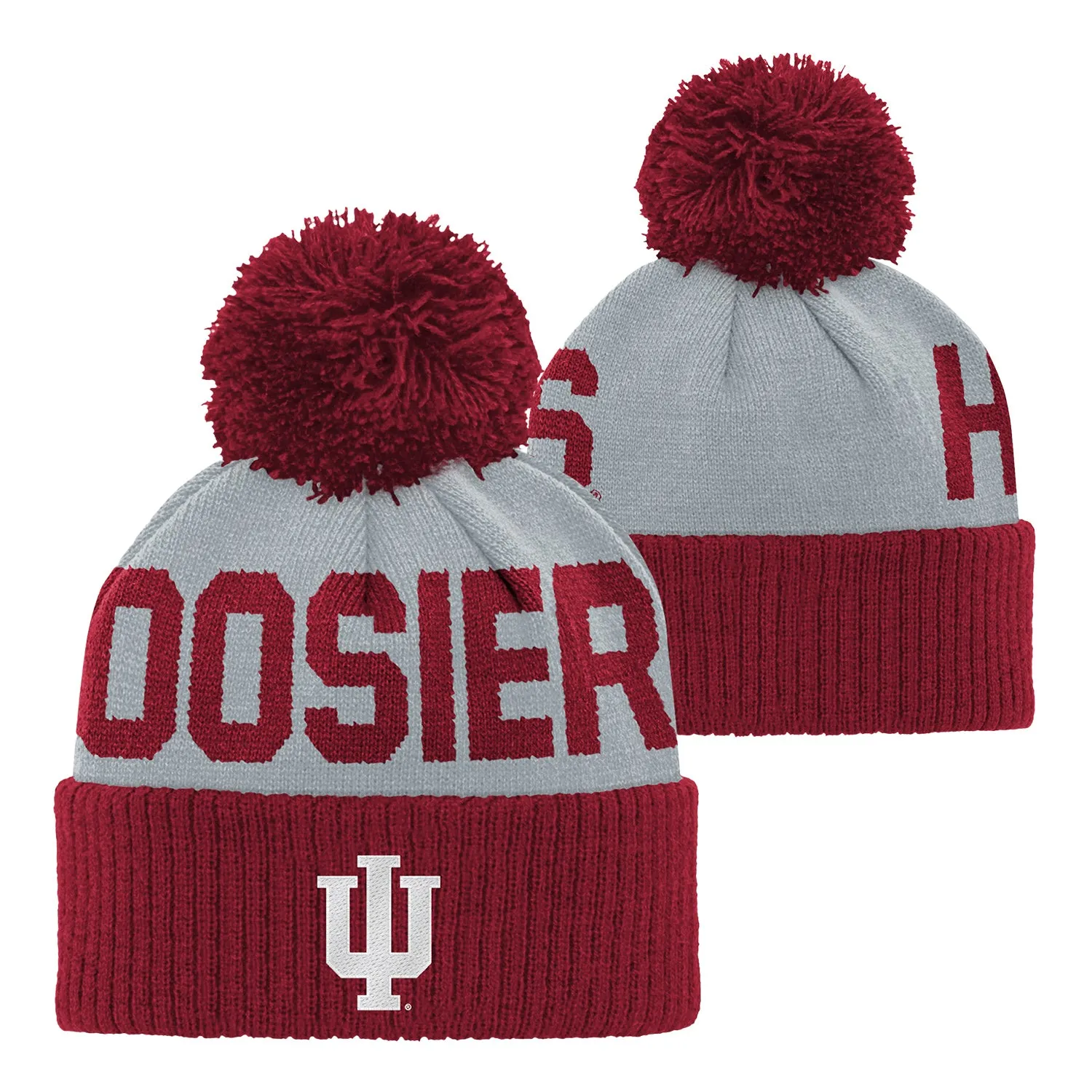 Infant Indiana Hoosiers Jacquard Crimson Grey Knit Hat