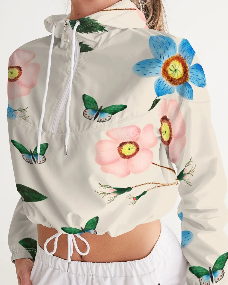 Ivory Garden Women's Cropped Windbreaker Jacket