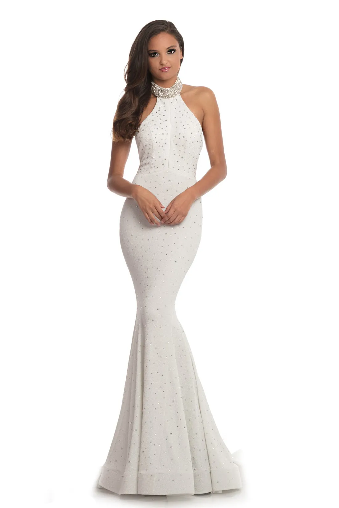 Johnathan Kayne 8235 Size 4 Embellished Glitter Mermaid Crystal Choker Prom Dress Pageant Gown