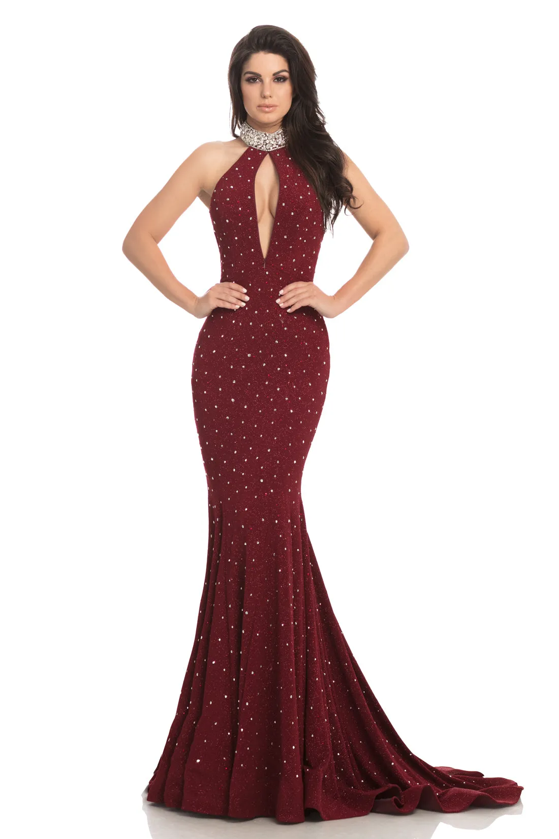 Johnathan Kayne 8235 Size 4 Embellished Glitter Mermaid Crystal Choker Prom Dress Pageant Gown