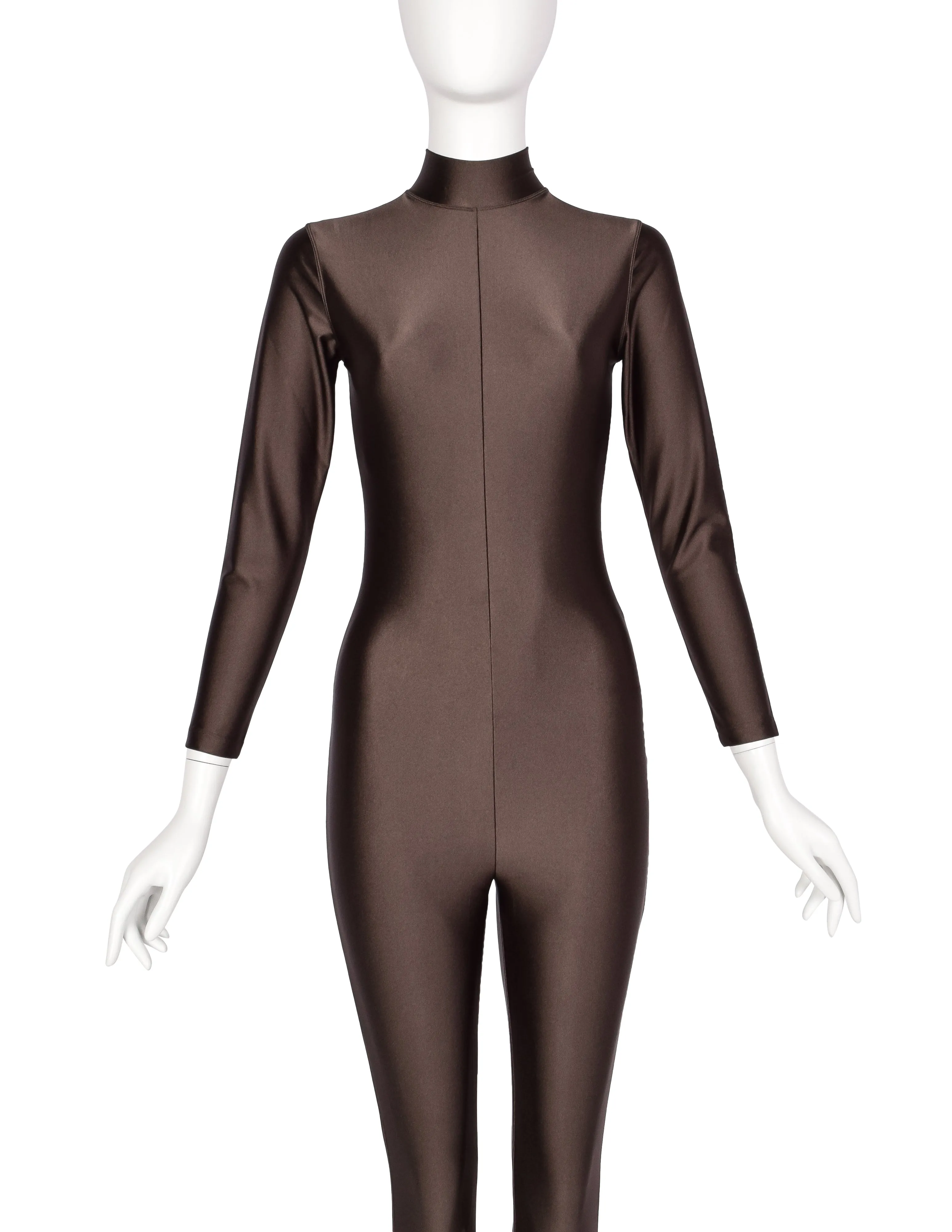 Junior Gaultier by Jean Paul Gaultier Vintage Shiny Brown Second Skin Catsuit