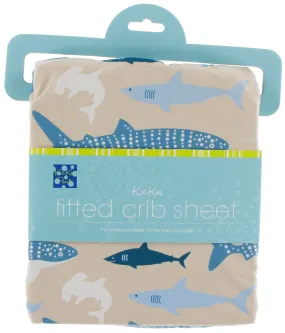 KicKee Pants Burlap Sharks Fitted Crib Sheet