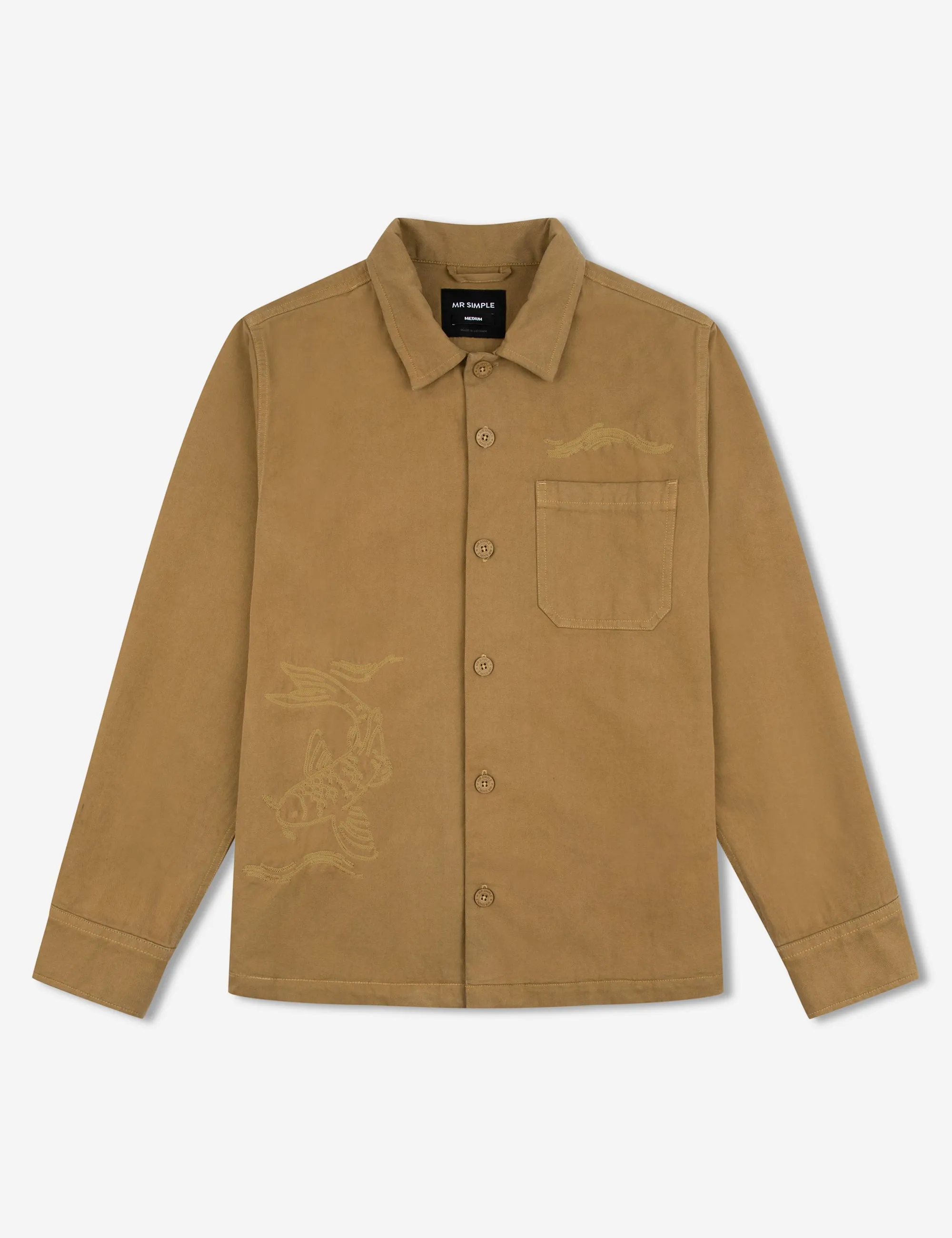 Koi Stitched Overshirt - Camel