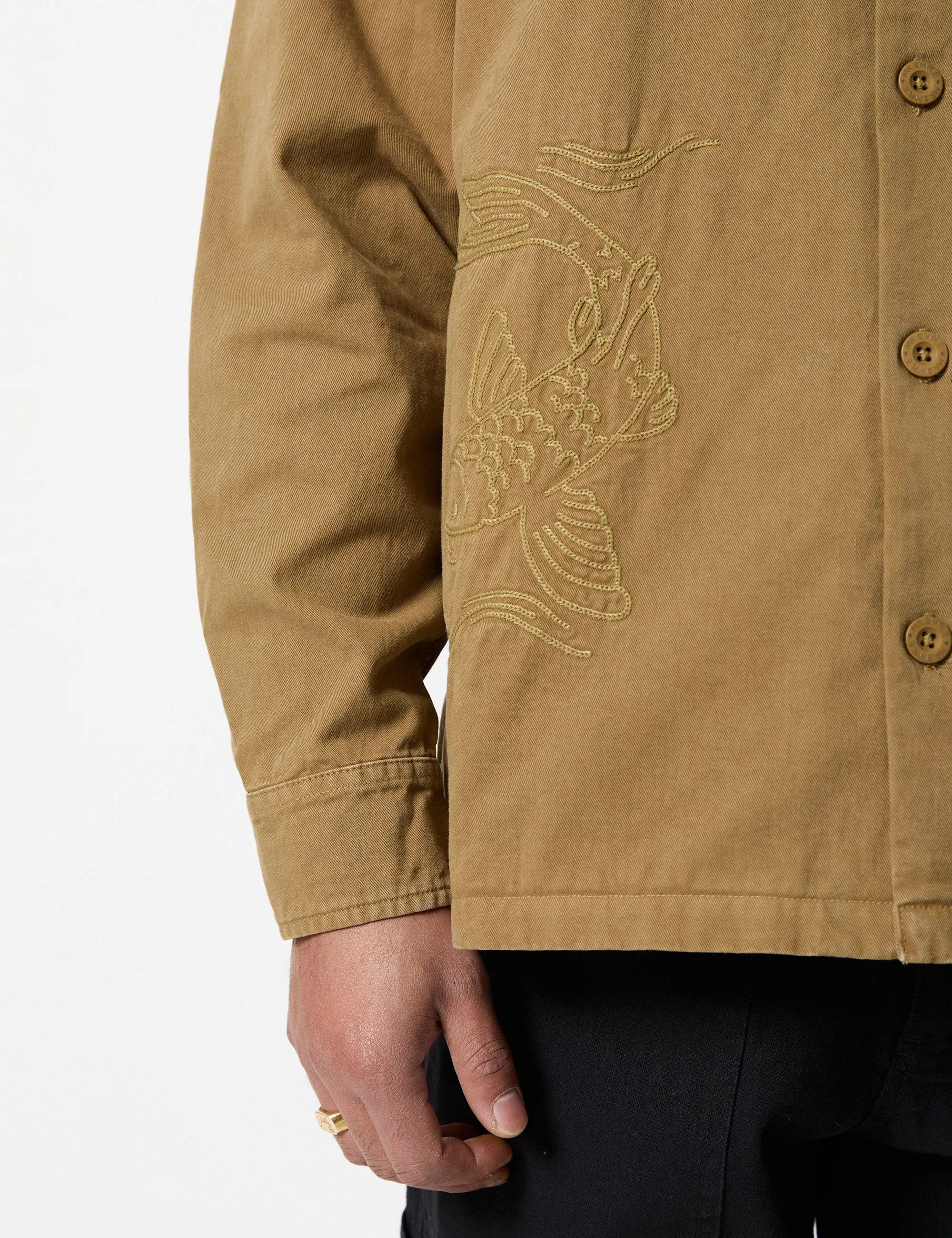 Koi Stitched Overshirt - Camel