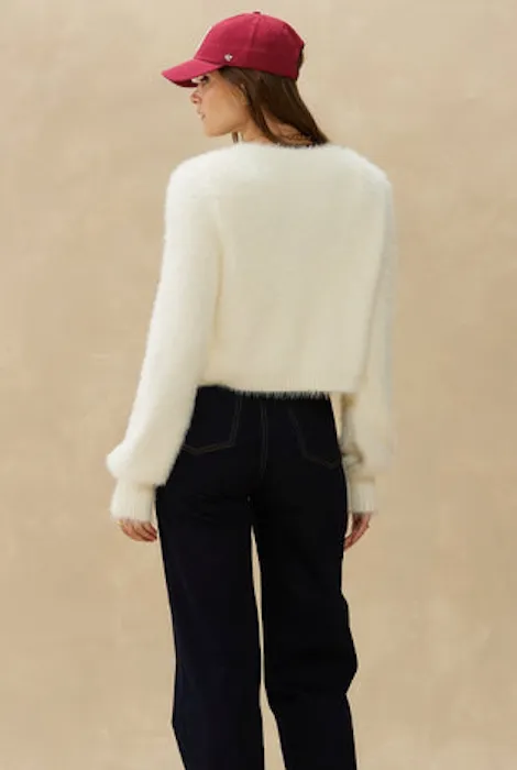 KUWALLA TEE FUZZY CARDIGAN - OFF WHITE