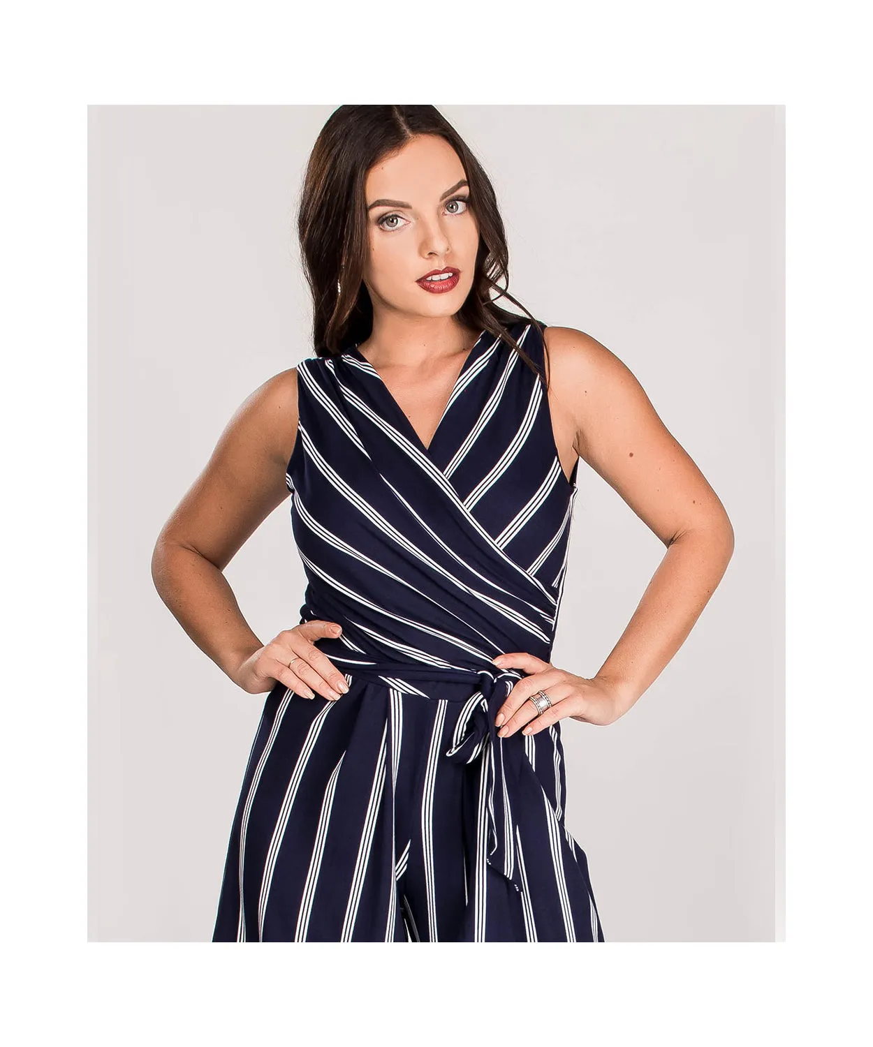 Last Tango Jumpsuit - Navy/White