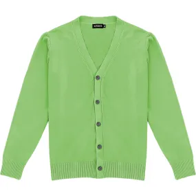 Light Lime Green Mens V-Neck Button Down Cardigan Sweater