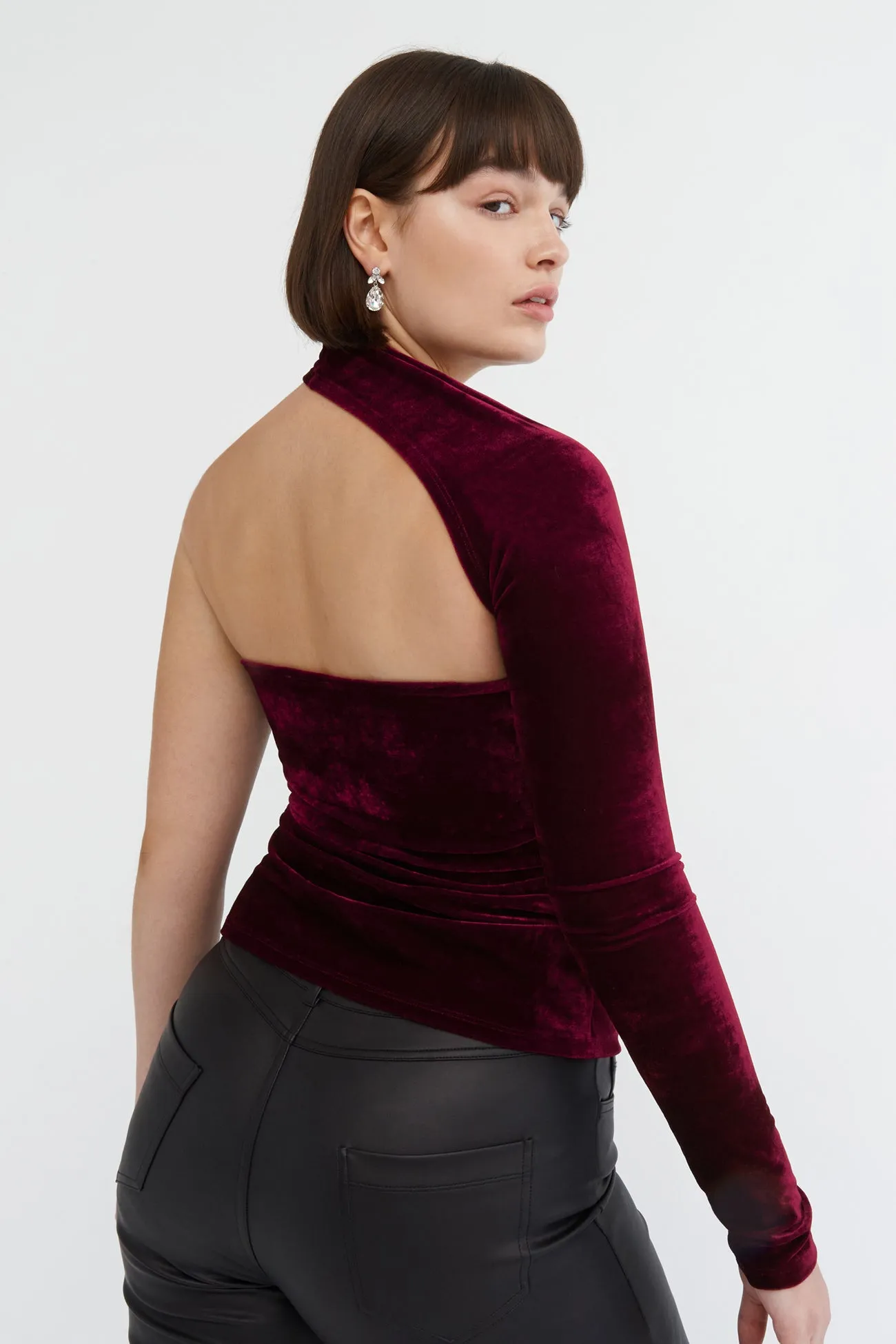 Manhattan Velvet One Shoulder Top