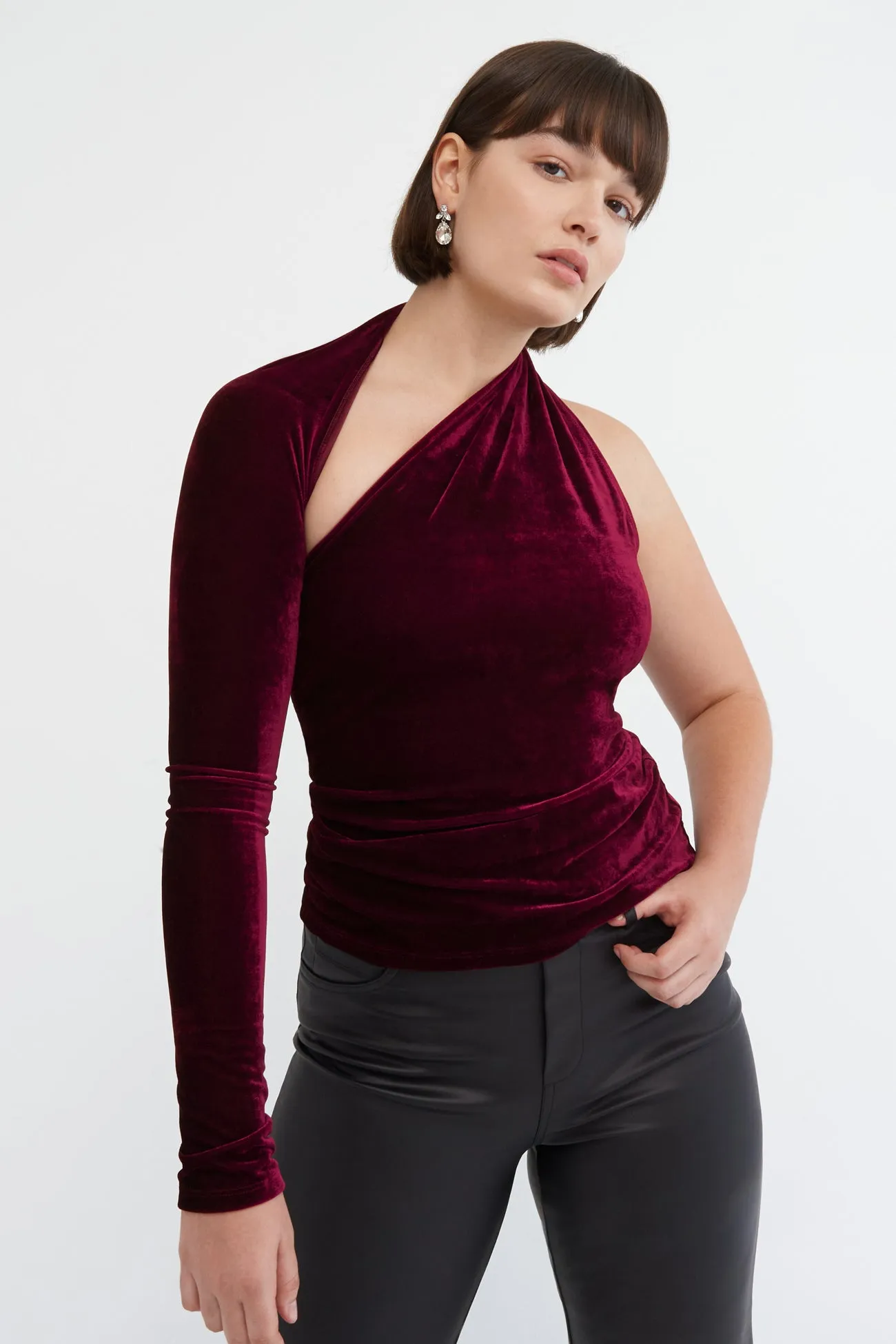 Manhattan Velvet One Shoulder Top