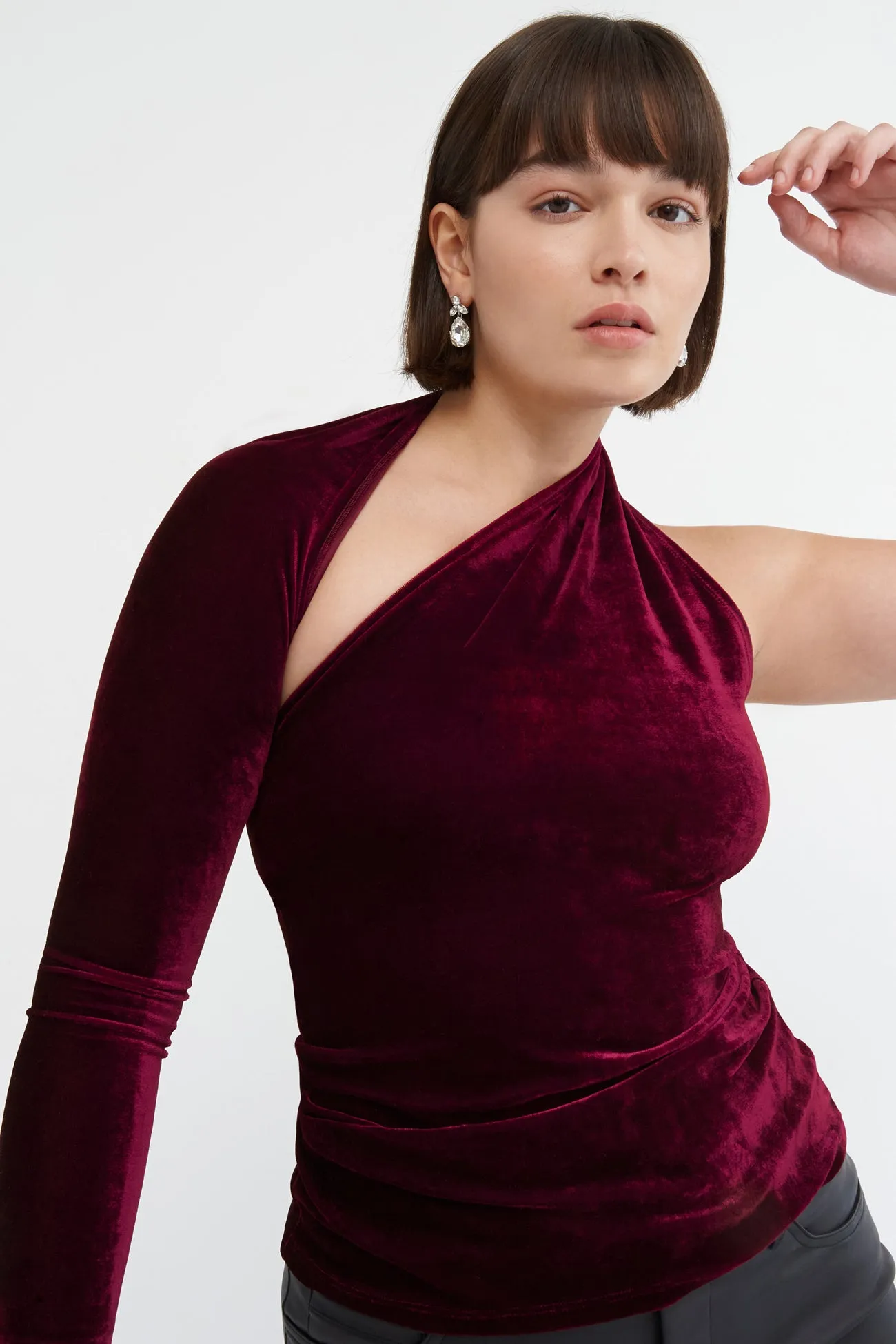 Manhattan Velvet One Shoulder Top