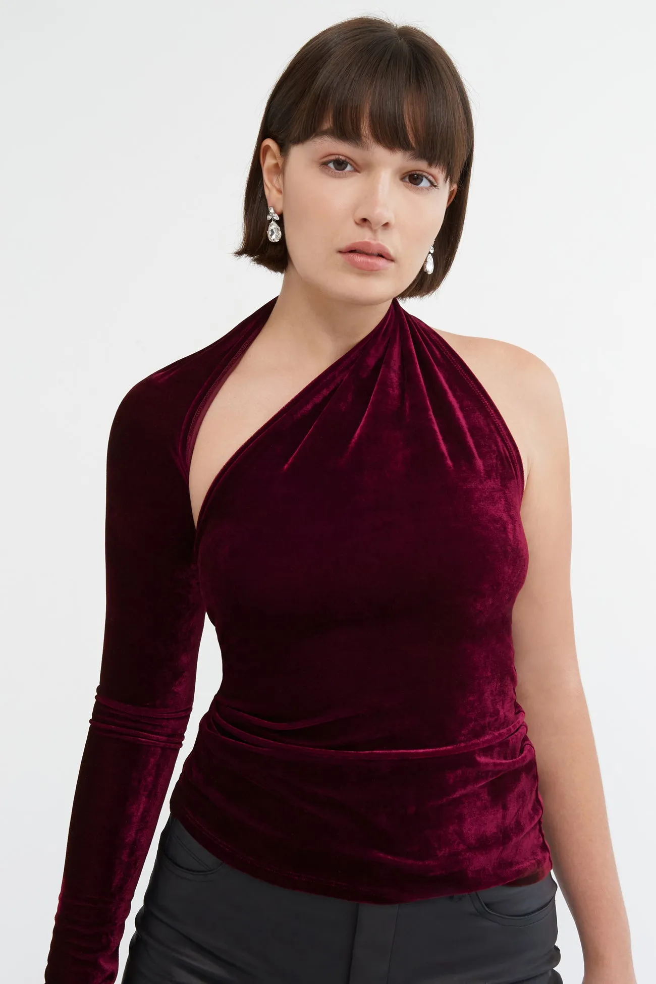 Manhattan Velvet One Shoulder Top