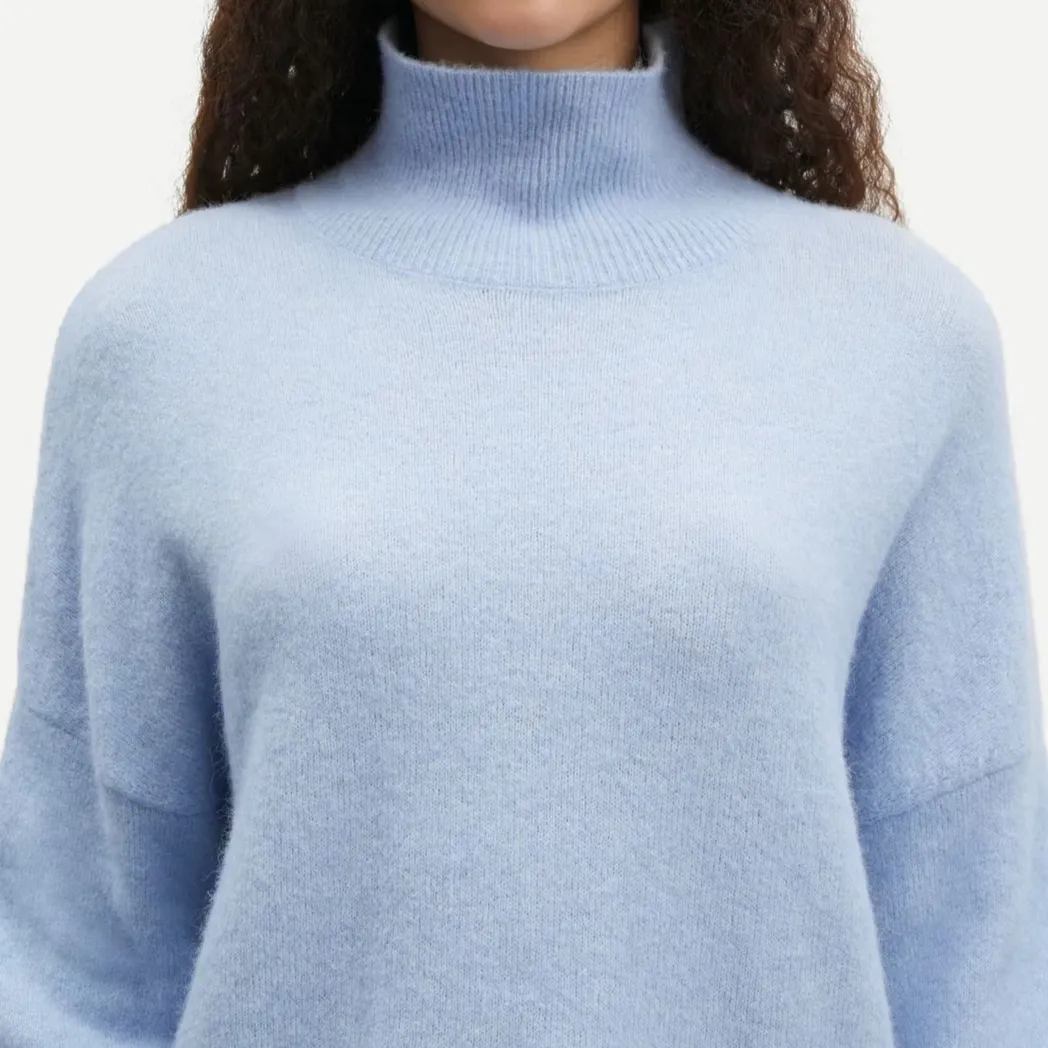 Nola T-Neck Sweater - Subdued Blue