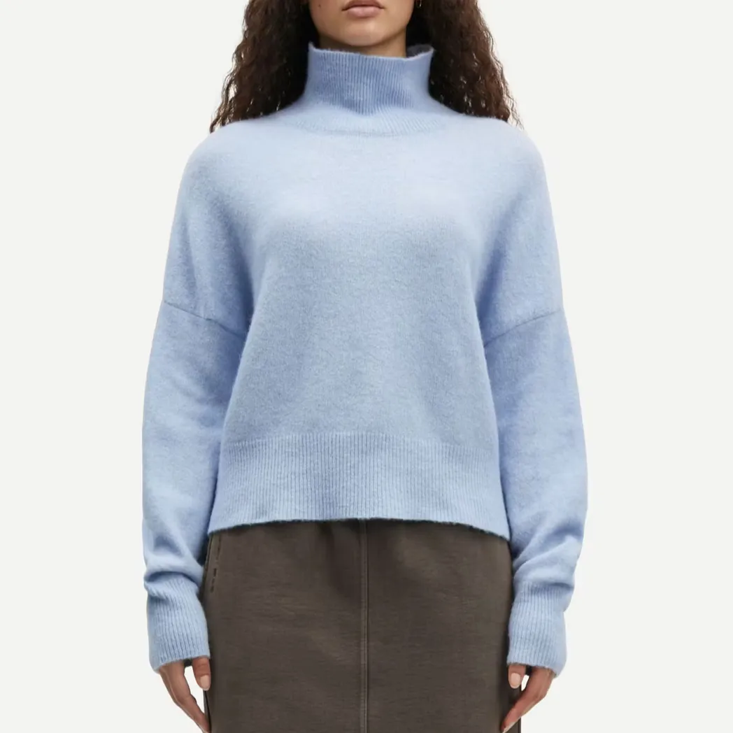 Nola T-Neck Sweater - Subdued Blue