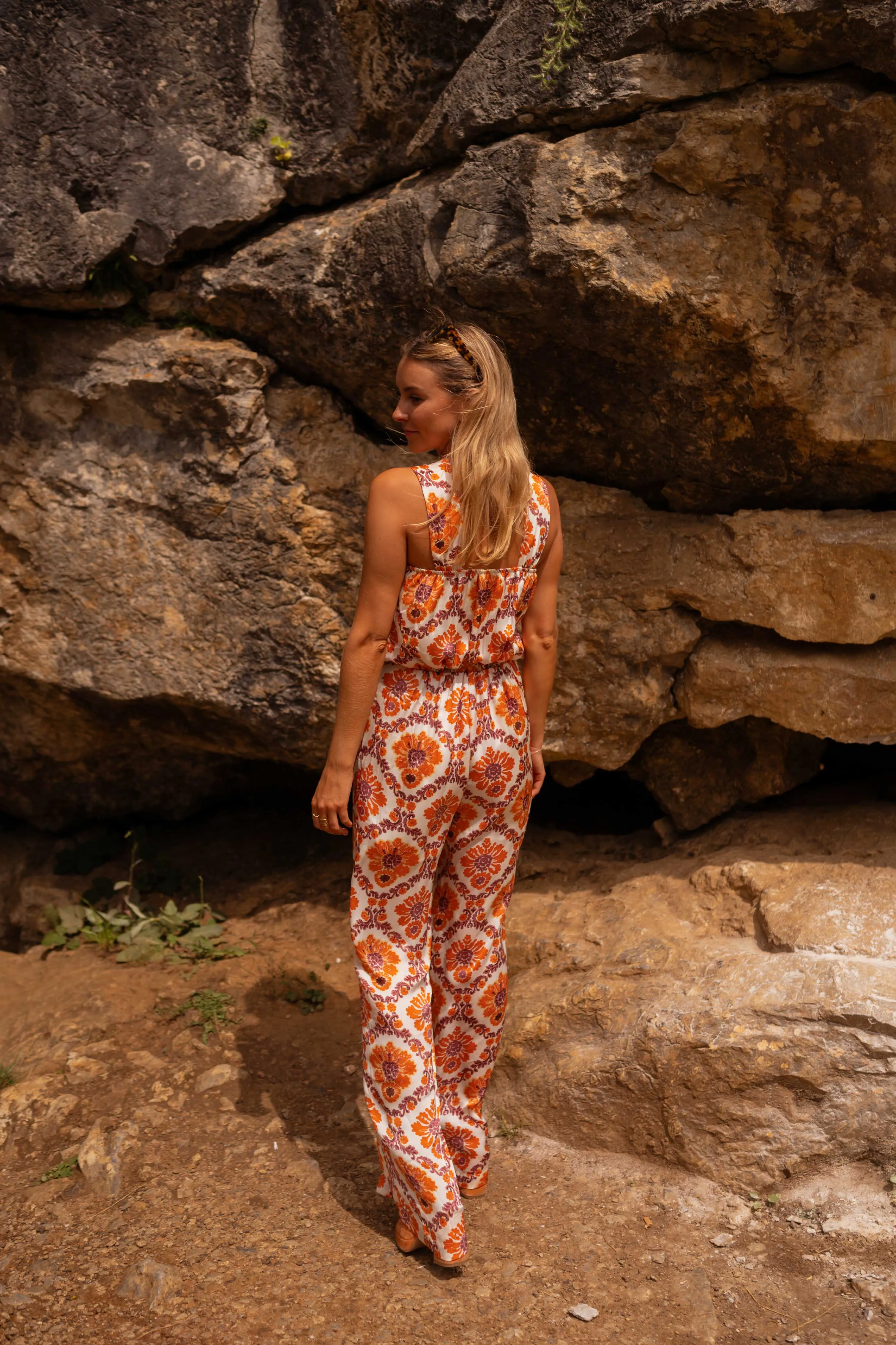 Orange Patterned Roxane Jumpsuit