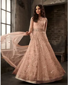 Peach Wedding Anarkali Lehenga/Pants Suit