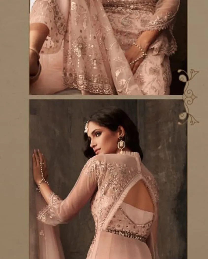 Peach Wedding Anarkali Lehenga/Pants Suit