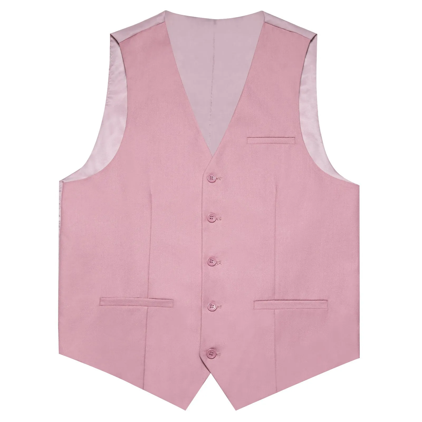 Pink Solid Silk Men's Classic Vest