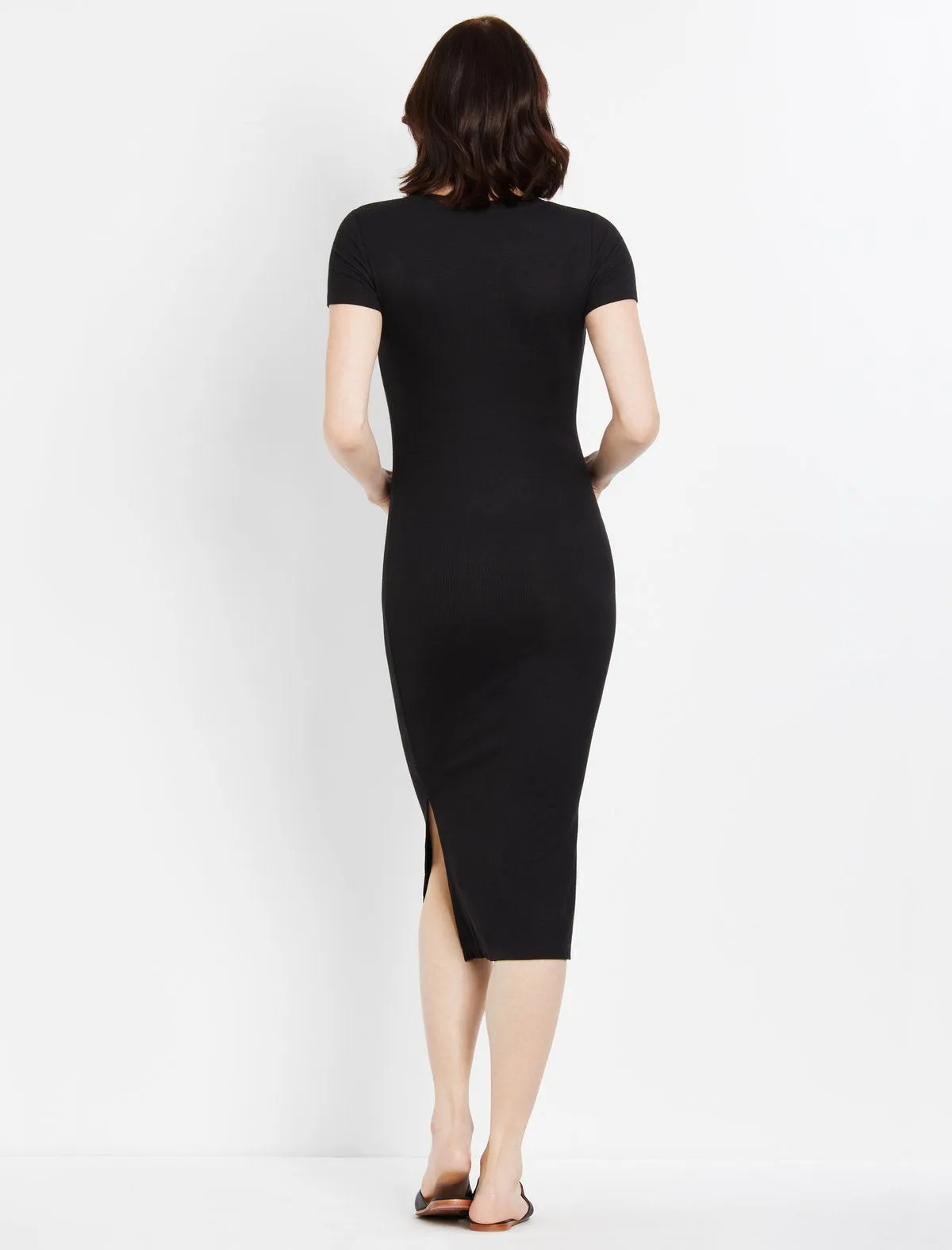 Rib Knit Maternity Dress in Black