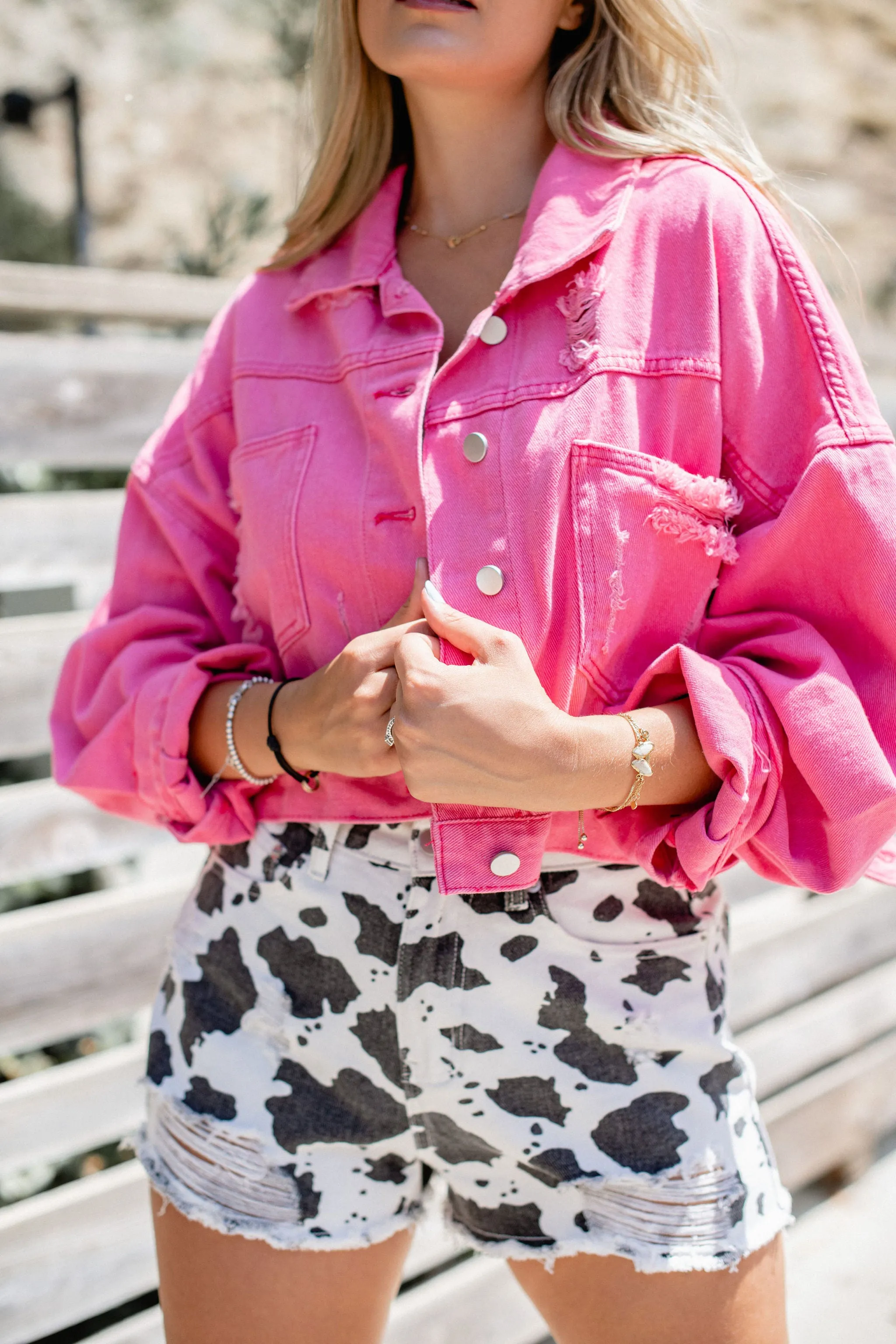 Rodeo Glam Denim Jacket - Dark Pink