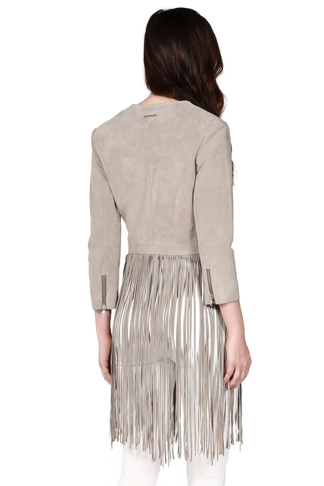 Romie Collarless Fringe Jacket