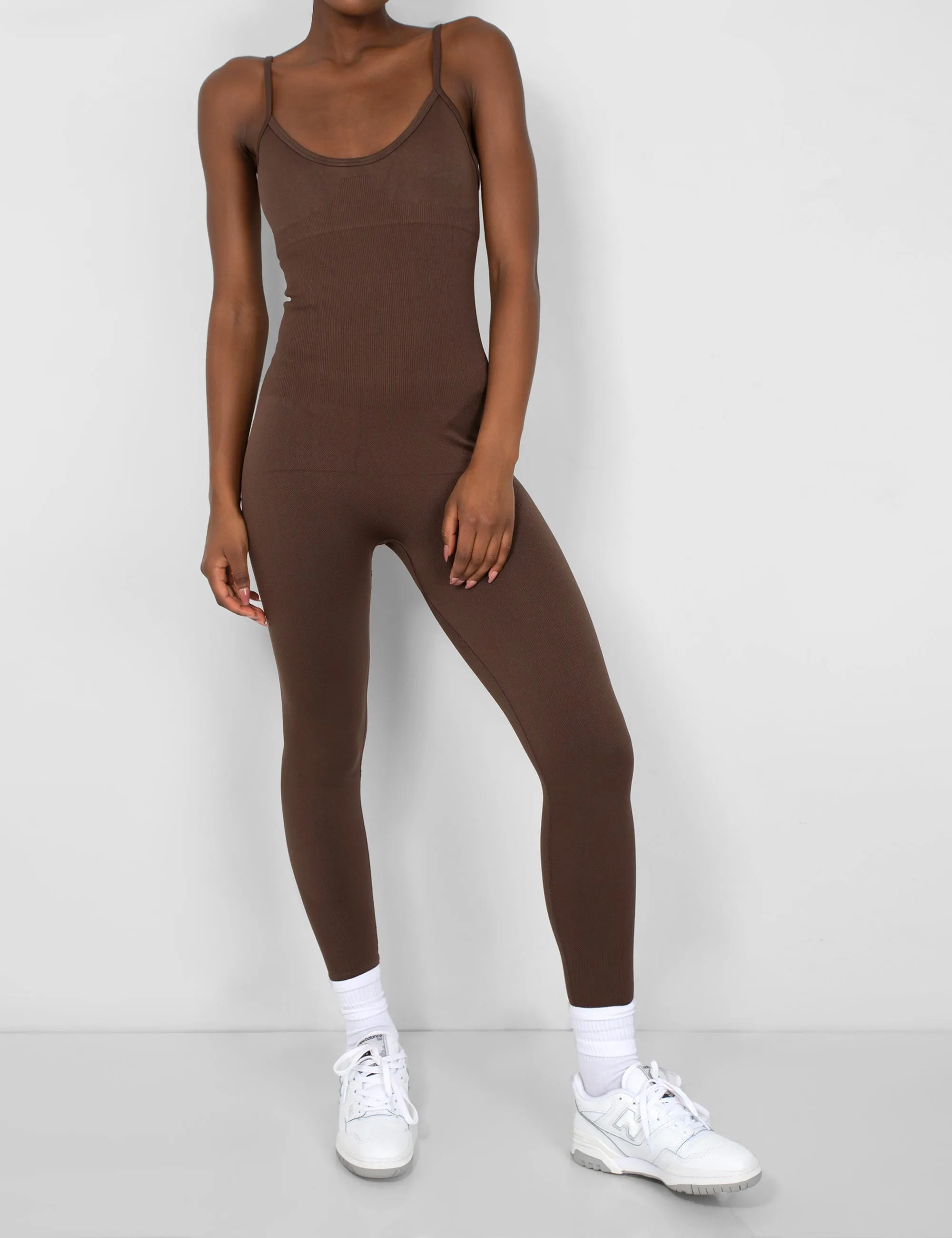 Seamless Unitard Jumpsuit Brown